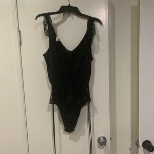 Black lace lingerie leotard